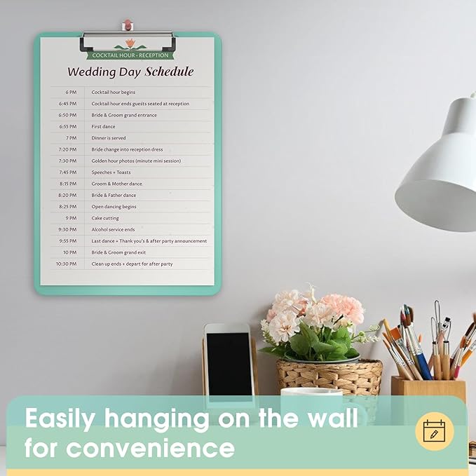 Plastic Clipboards, A4 Teal Clip Board 8.5x11 for Classroom, Students, Kid, Woman, Size 9" x 12.5" with Low Profile Clip, Office & School Supply