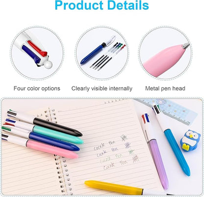 16-Pack Multicolor Ballpoint Pens. 4 color pens in one: red, blue, black, and green. It writes smoothly and is suitable for use in planners. These are 0.7mm multicolor pens.