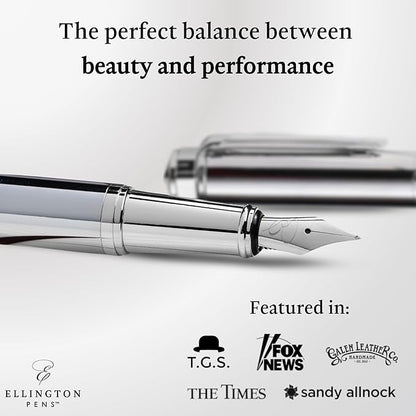 Luxury Fountain Pen Set- Fountain Pens for Writing - Smooth Medium Nib - Includes Refillable Ink Converter, 3 Ink Cartridges [Black & Blue], Gift Box - Elegant Calligraphy