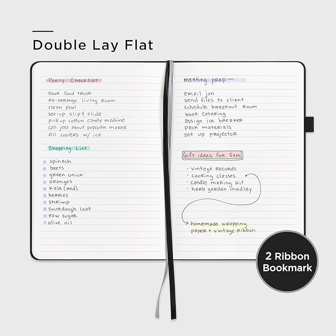 A5 Lined Leather Journal and Pen Set, Hardcover Notebook with Pen, 160 Pages 100gsm Thick Ruled Paper for Men Women, for Work, Business, School or Home Writing, 5.7'' x 8'', Gift Box Included(Black)