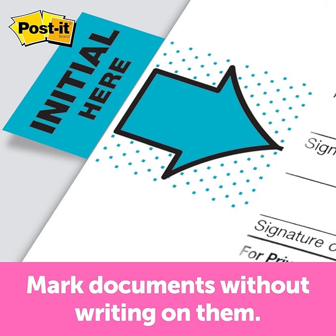Post-it Initial Here Flags, 50/Dispenser, 2 Dispensers/Pack, 1 in Wide, Blue (680-IH2)