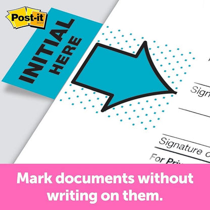 Post-it Initial Here Flags, 50/Dispenser, 2 Dispensers/Pack, 1 in Wide, Blue (680-IH2)