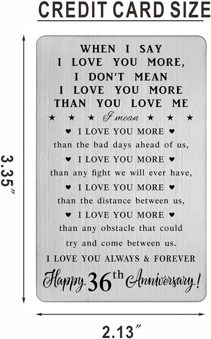 36th Anniversary Card Gifts for Women Couple, 36th 36 Year Anniversary Romantic Wallet Card Gifts for Wife