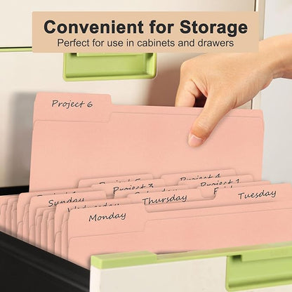 ViVin File Folders, Fits 8.5 x 11 Letter Size Paper, 1/3-Cut Tabs, 120 Pack Manilla Colored File Folders, Perfect for Home, Office, and School Documents File Paper(Pink)