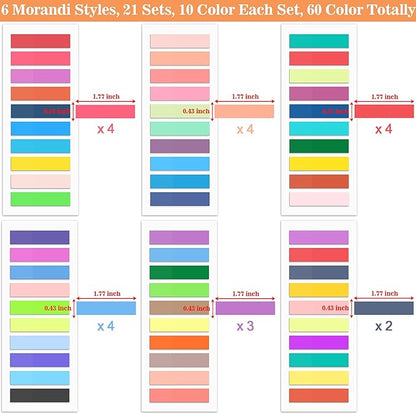 SIQUK 4200 Pieces Annotation Tabs Morandi Sticky Tabs for Annotating Books Tabs Transparent Page Markers Strip Page Flags Colored Tabs Writable and Repositionable Book Flags Tabs, 0.43 Inch