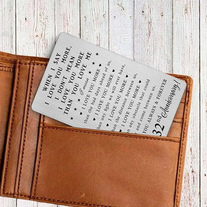32nd Anniversary Wallet Card Gifts for Husband, 32 Year Anniversary Steel Gifts for Men, Happy 32nd Anniversary Romantic Gifts for Him