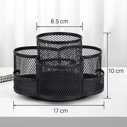 Pen Holder for Desk, Rotating Pencil Holder, Cup Holder for Desk Office, Pen Organizer in Black