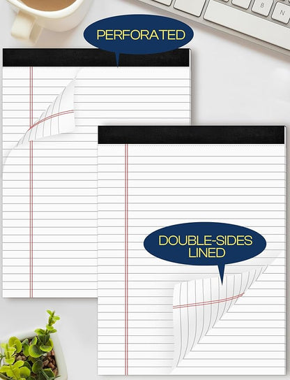 12 Pack Note Pads 8.5 x 11 White Legal Pads 8.5 x 11 Wide Ruled Lined Writing Pads Legal Notepads Legal Ruled White Lined Paper Pads 8.5 x 11 Inch 30 Sheets Per Writing Pad for School, Office, Home