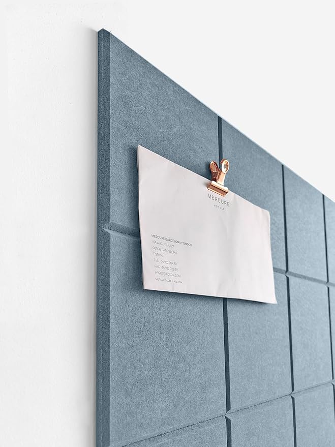 Large Cork Board Alternative - 12-Pack Felt Wall Tiles with Safe Removable Adhesive Tabs, Cork Wall Tiles Bulletin Board Home Office Essentials - Gray Blue