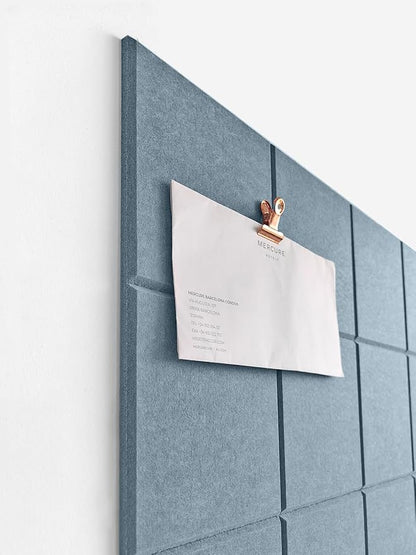 Large Cork Board Alternative - 12-Pack Felt Wall Tiles with Safe Removable Adhesive Tabs, Cork Wall Tiles Bulletin Board Home Office Essentials - Gray Blue
