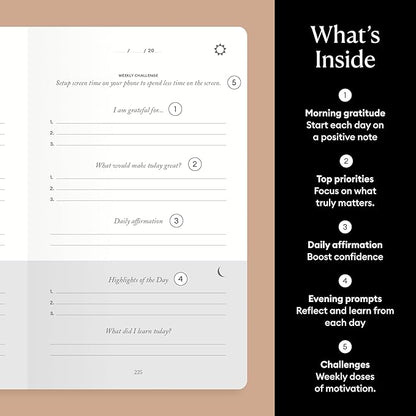 Intelligent Change The Five Minute Journal - Original Daily Gratitude Journal 2025 for Happiness, Mindfulness & Reflection - Daily Affirmations - Undated Life Planner Journal for Women & Men