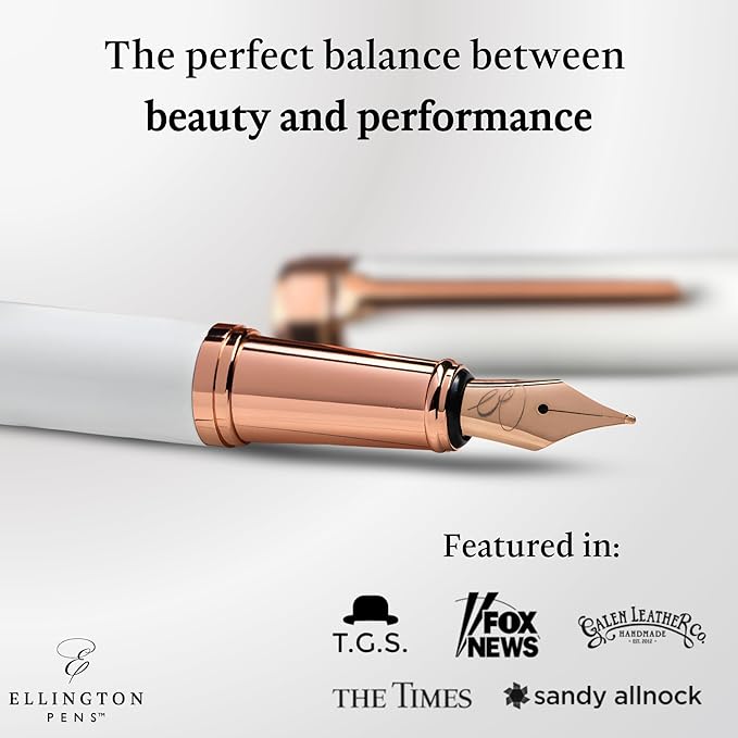 Luxury Fountain Pen Set- Fountain Pens for Writing - Smooth Medium Nib - Includes Refillable Ink Converter, 3 Ink Cartridges [Black & Blue], Gift Box - Elegant Calligraphy