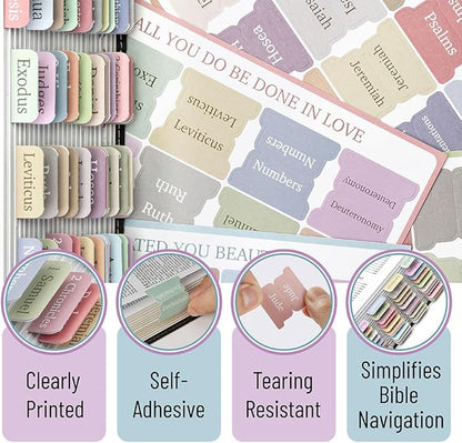 Mr. Pen- Bible Tabs, 75 Tabs, Minimal Morandi, Laminated Bible Tabs for Women and Men, Bible Tabs for Study Bible, Bible Index Tabs, Bible Book Tabs, Bible Labels Tabs, Mr Pen Bible Tabs