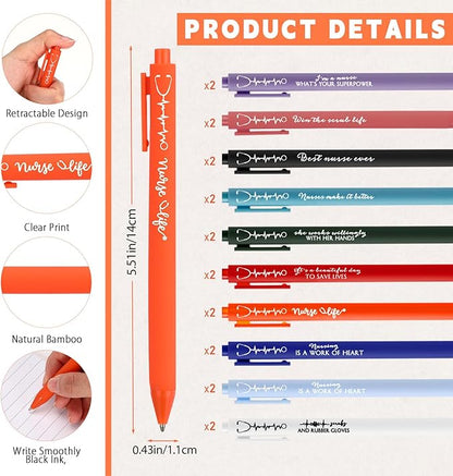 Jetec 20 Sets 2025 Nurse Appreciation Gift Thank You Gifts for Medical Nursing Assistants Inspirational Spiral Notebook Journal with Sticky Note Notepad Ballpoint Pen Bulk for Nurse Coworker Doctor