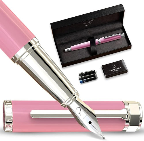 Luxury Fountain Pen Set- Fountain Pens for Writing - Smooth Extra Fine Nib - Includes Refillable Ink Converter, 3 Ink Cartridges [Black & Blue], Gift Box - Elegant Calligraphy