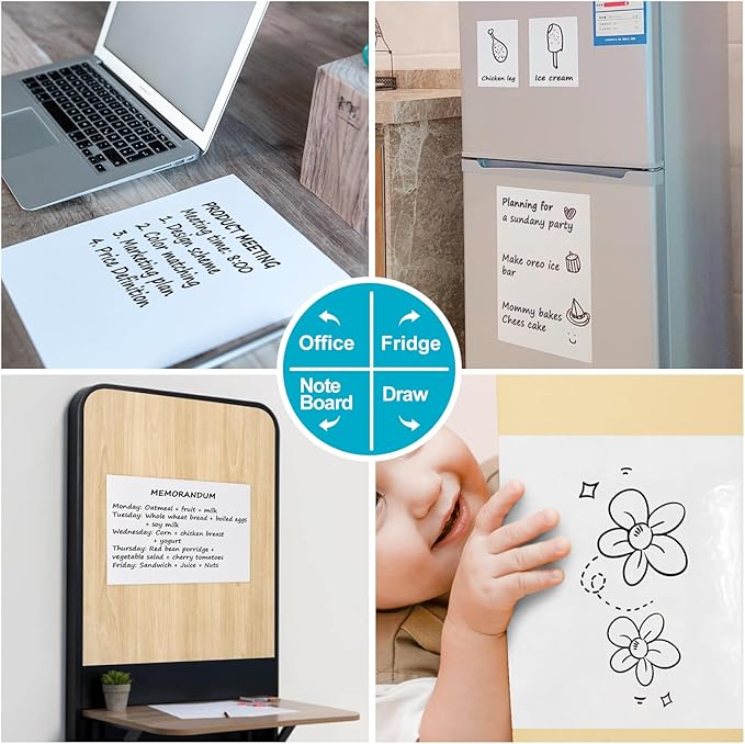 Dry Erase Board Sticker- Whiteboard Stickers-8.3''x11.7'' Removable Dry Erase Sheets- Fridge Dry Erase Paper for Wall/Desk/Refrigerator/Door/Locker/Home/Office/Classroom (White-10 Pcs)