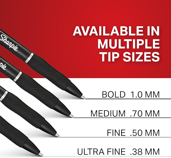 Sharpie S-Gel, Gel Pens, Drawing Pens, Gel Ink Pens For Journaling, Writing Pens, Coloring Pens, Fine Point Pens (0.5Mm), Black Ink Gel Pen, 12 Count