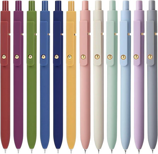FIOVER 12Pcs Gel Pens, Fine Point Smooth Writing Black Gel Ink Pens for Journaling Note Taking, Cute Aesthetic Office School Supplies Gifts for Women(12PCS Black Ink)