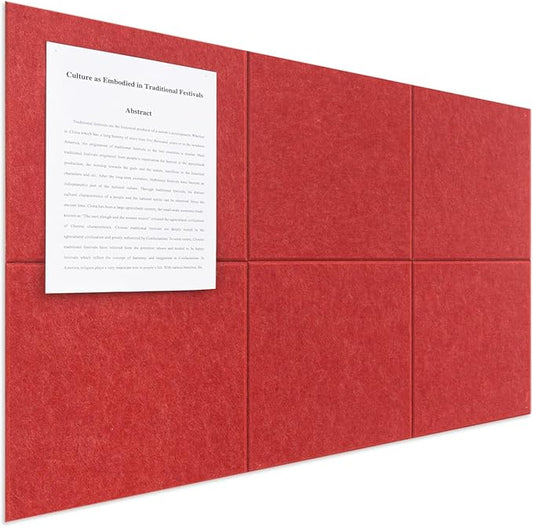 Large Felt Bulletin Board(36" x 24"),Cork Board Alternative,6 Pack Felt Wall Tiles with Safe Removable Adhesive Tabs,Notice Pin Board/Message Board/Vision Board for Office, School & Home