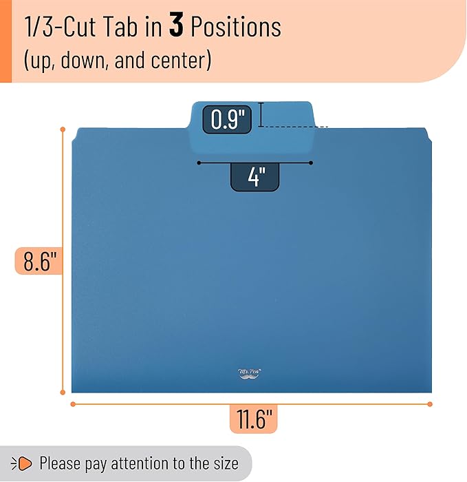 Mr. Pen- Poly File Folders, 1/3 Cut Tab, 6 Pack, Assorted Colors, Letter Size, Colored File Folders, Letter File Folders, Color Folders, Office File Folders, Office Supplies File Folders, File Folder
