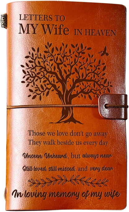Memorial Gifts for Loss of Wife, Refillable Travel Photo Diary Journal Bereavement Gift, Letters to My Wife in Heaven Those We Love Don't Go Away Sympathy Gifts for Loss of Wife