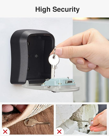 Puroma Key Lock Box Combination Lockbox Wall-Mounted Key Storage Box for House Keys, Resettable Code Safe Security Lock Box for Home, Office, Garage, Apartment Spare Key Storage (2 Pack, Grey)