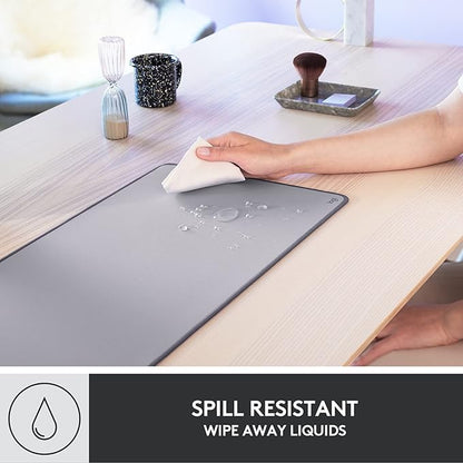 Logitech Desk Mat - Studio Series, Multifunctional Large Desk Pad, Extended Mouse Mat, Office Desk Protector with Anti-slip Base, Spill-resistant Durable Design, in Mid-Grey