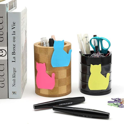 Adorable Cat Lover's Set: 6 Colorful Cat Paper Clips and Silhouette Cat Sticky Notes - Perfect Office Desk Accessories for Work and School
