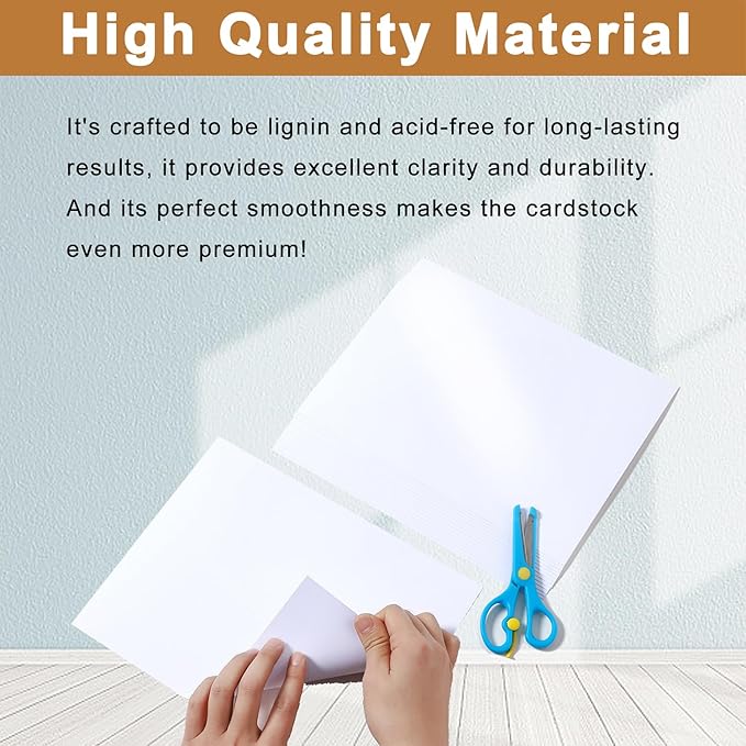 120 Sheets White Shimmer Cardstock 8.5 x 11 Heavyweight Paper, 250gsm/92lb Thick Card Stock Printer Paper for Making Cards, Greeting Cards, School Crafts, Wedding Invitations, Menus