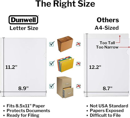 Dunwell Clear Plastic File Folder Sleeves, 12 Pack, 8.5x11 Letter Size, Acid-Free Poly Plastic