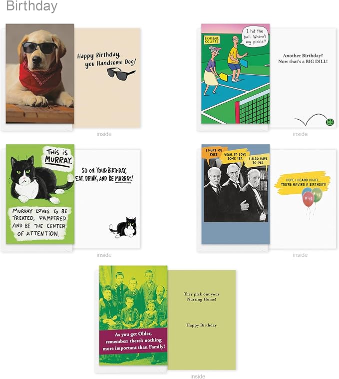 Recycled Paper Greetings 30-Count Funny All Occasion Card Assortment with Envelopes, Seals, and Storage Box by Hey Look!