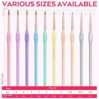 Nicpro 10PCS Micro Fine Detail Paint Brush Set, Aesthetic Pastel Small Miniature Fine Tip Detail Brushes Kit for Acrylic Oil Watercolor, Craft, Models, Miniatures, Rock Painting, Paint by Numbers
