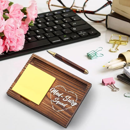 Med Surg Squad Gifts Sticky Note Holder Wooden, Thank You Gifts for Med Surg Medical Surgical Nurse, Appreciation Gift for Nursing National Nurses Week Self-Stick Note Pad Holders Desk Organizer TZP37