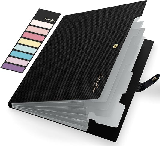 Sooez Expanding File Folder, Letter Size Accordion File Organizer, 5 Pocket Folders for Documents, Portable Filling Products for School Office Supplies, Black
