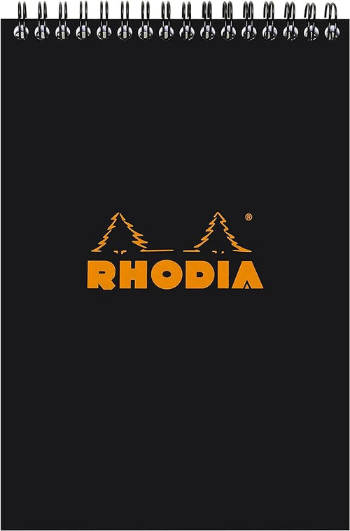 Rhodia Wirebound Notepad - Lined 80 sheets - 6 x 8 1/4 - Black cover – Pack of 1