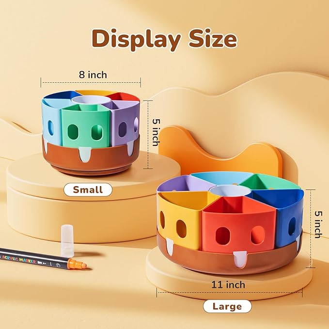 GAMENOTE Rotating Art Supply Storage Organizer, Lazy Susan Office School Supplies for Kids Desk Organizers and Homeschool Supplies Craft Caddy Classroom Organization (Small)