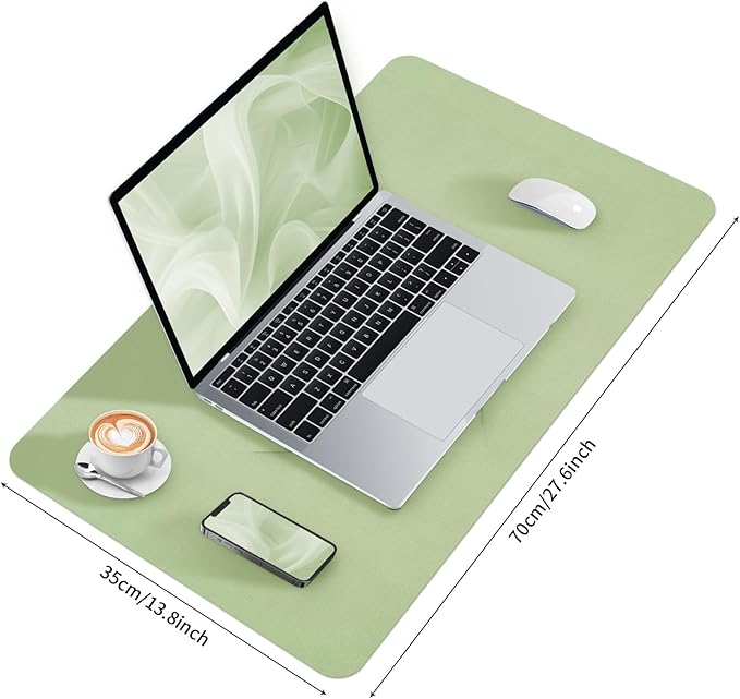 Bloss Green Desk Mat, Mouse Pad, Waterproof Leather Desk Pad, Desk Matt for Desktop, Non-Slip Desk Pad Mat for Office Work/Home (27.6 x 13.8 Inches)