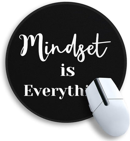 Gctriki Black Computer Mouse Pad for Desk, Funny Small Round Mousepad for Laptop Gaming Work, Inspirational Office Desk Decor Accessories Supplies Gifts for Coworkers, Mindset is Everything
