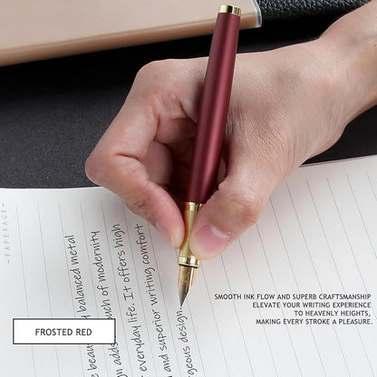 Fountain Pen, luxury pens, Fine point smooth writing pens for journaling fancy pens with Gift Case 10 black ink cartridges an ink converte nice pens writer gifts-Matte Red