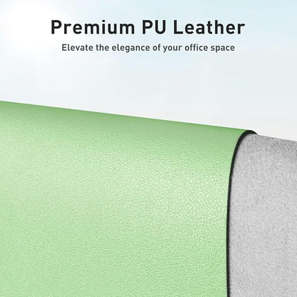 Aothia Leather Desk Pad Protector, Office Desk Mat, Large Mouse Pad, Non-Slip PU Leather Desk Blotter, Laptop Desk Pad, Waterproof Desk Writing Pad for Office and Home (48"x17", Foam Green)