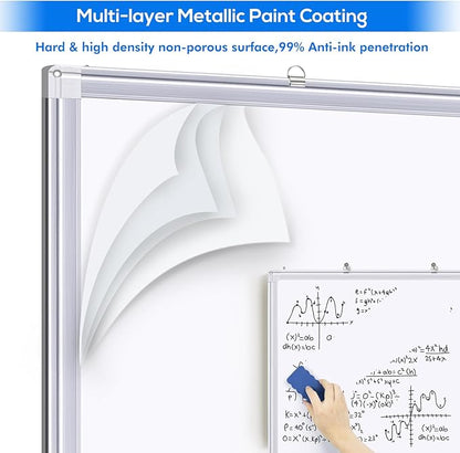 White Board Dry Erase 72x40, Large Magnetic Whiteboard Maxtek Dry Erase Boards for Wall, Aluminum Presentation Wall-Mounted Marker Board with a Long Pen Tray for School, Classroom, Office & Home