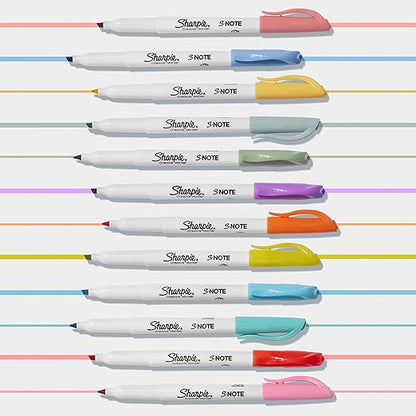 SHARPIE S-Note Creative Colouring Marker Pens | Highlight, Write, Draw & More | Assorted Pastel Colours | Chisel Tip | 6 Count