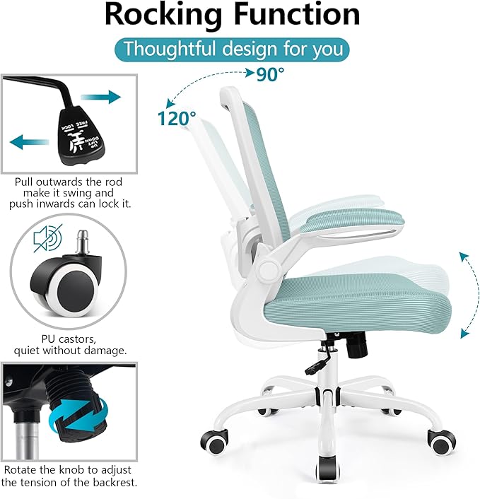 FelixKing Office Chair, Ergonomic Desk Chair Breathable Mesh Chair with Adjustable High Back Lumbar Support Flip-up Armrests, Executive Rolling Swivel Comfy Task Computer Chair for Home Office