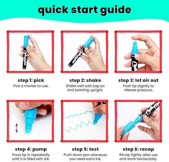 Chalk Markers Fine Tip (10 Pack, 1mm Extra Fine Point) - Neon Liquid Chalk Pens for Blackboards, Chalkboard, Bistro, Car Windows, Dry Erase Boards, Glass - Thin, Wet Erase, Erasable Chalkboard Markers