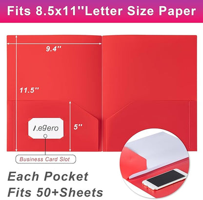 Plastic Folders with Pockets (7 Pack, Black), Durable Heavy Duty File Folders with Business Card Slot, 2-Pocket Folder for Schoolwork & Office,Letter Size