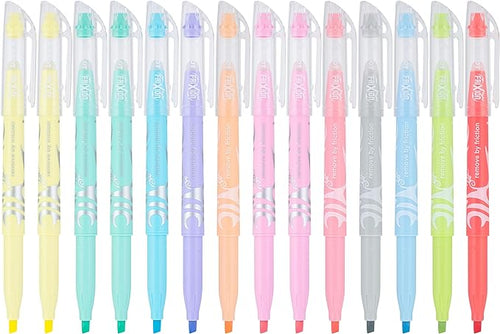 Pilot, FriXion Light Pastel Erasable Highlighters, Chisel Tip, Pack of 14, Assorted Colors