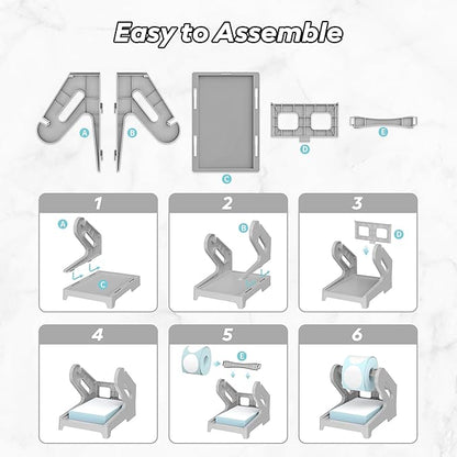 Label Holder for Rolls and Fanfold Labels Shipping Labels Stand Desktop Thermal Printer DIY Accessory Business Supplies for Home, Office(Grey)