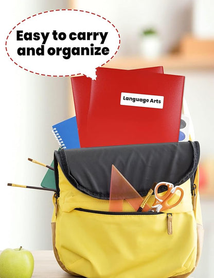 SUNEE 2 Pocket Folders (24 Pack, Red) Heavy-Duty Plastic Folders with Pockets, Fit 8.5x11 Letter Size Paper, 2-Pocket File Folders for Kids, Home, School, Office