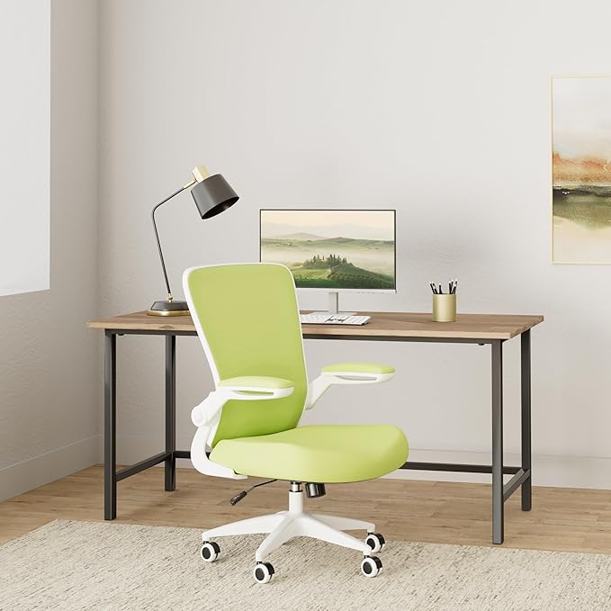 Office Chair, FelixKing Ergonomic Desk Chair Breathable Mesh Chair with Adjustable High Back Lumbar Support Flip-up Armrests, Executive Rolling Swivel Comfy Task Computer Chair for Home Office (Green)