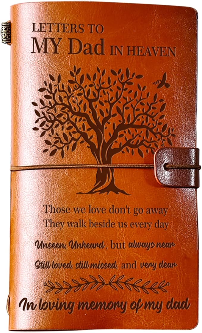 Memorial Gifts for Loss of Father,Refillable Travel Photo Diary Journal Bereavement Gift, Letters to My Dad in Heaven Those We Love Don't Go Away Sympathy Gifts for Loss of Dad